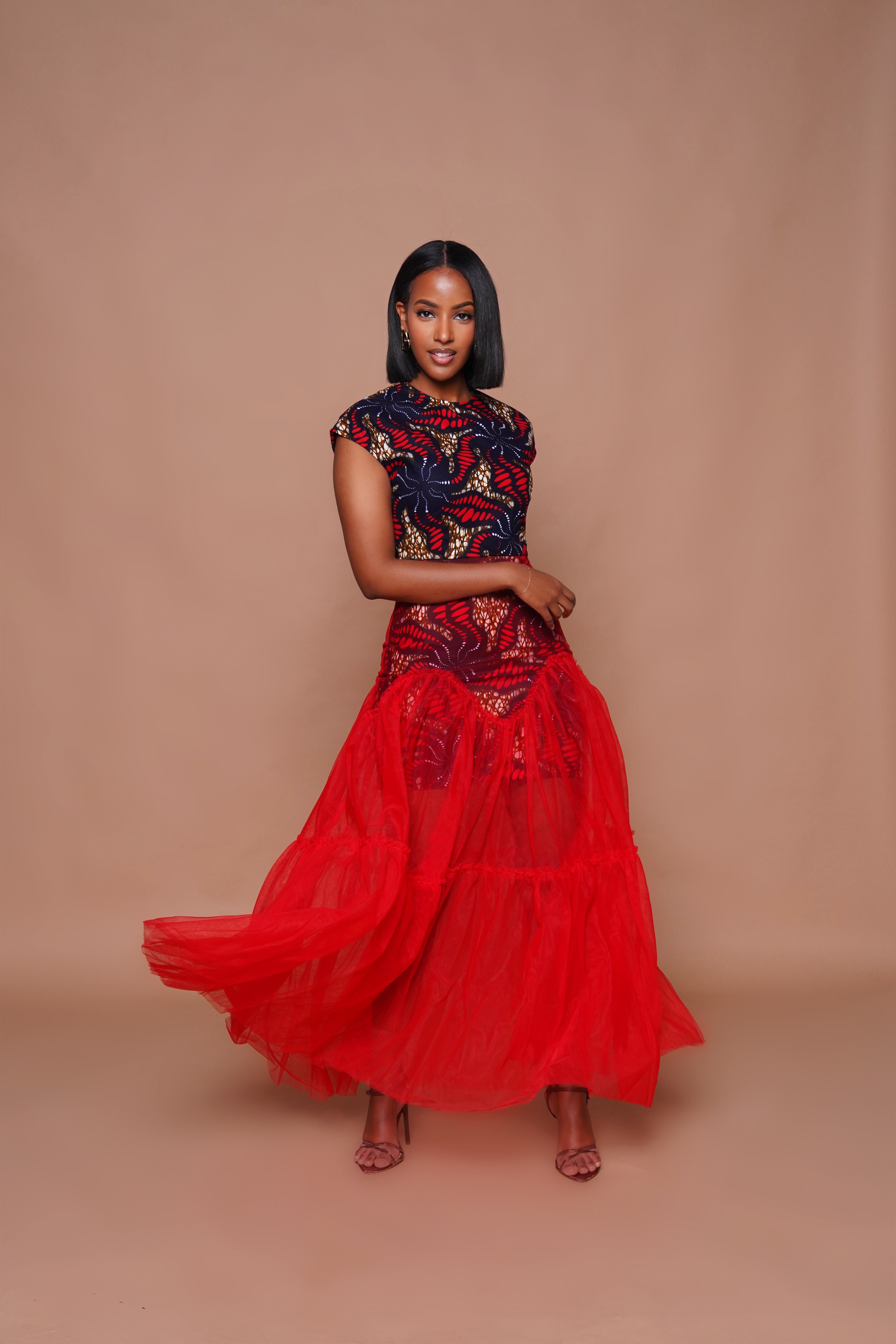 African Clothes - AMARA Maxi Tulle Dress | Lili Creation