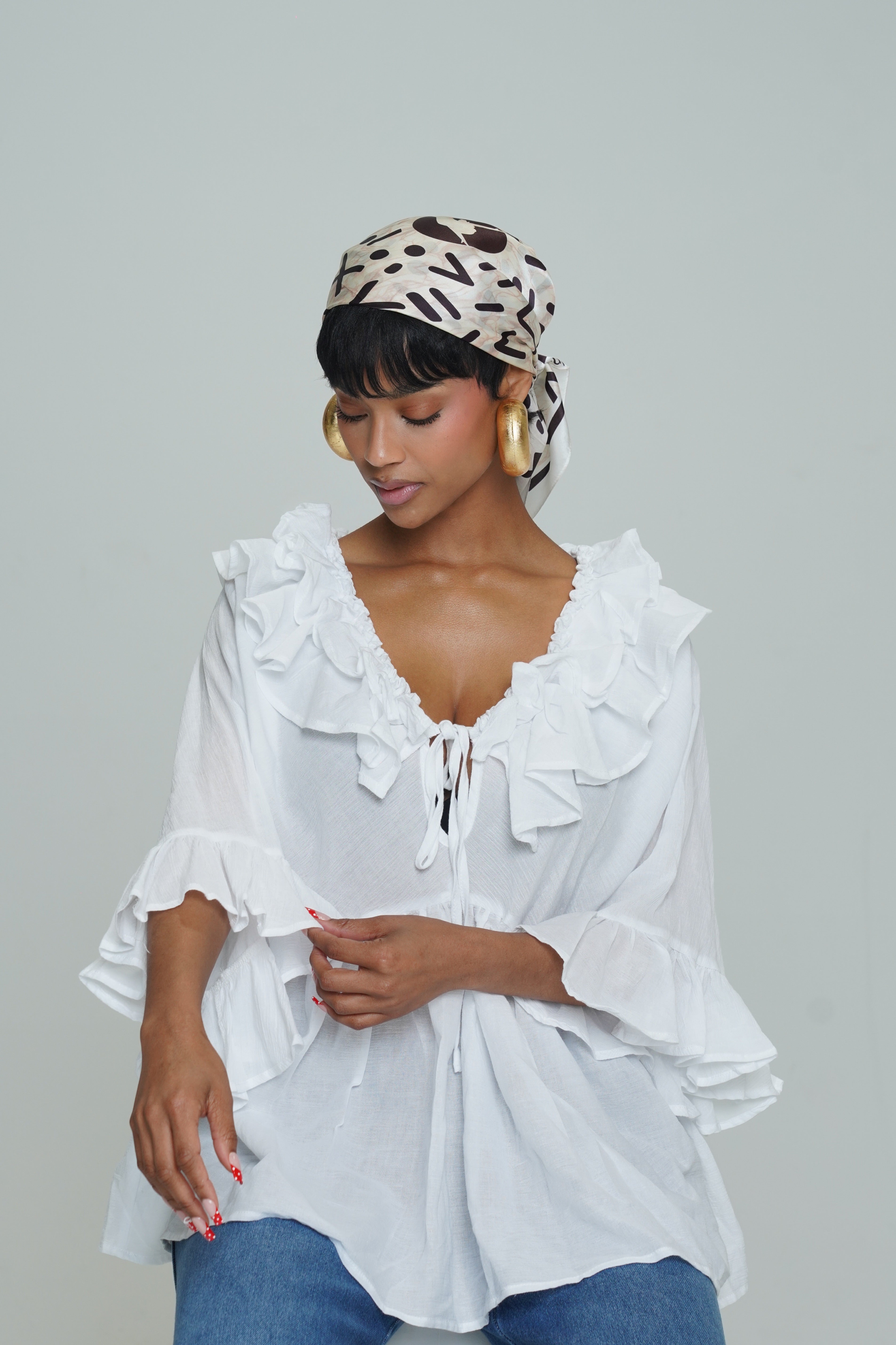 LUNA LINEN WHITE FLOOLY TOP Lili Creation