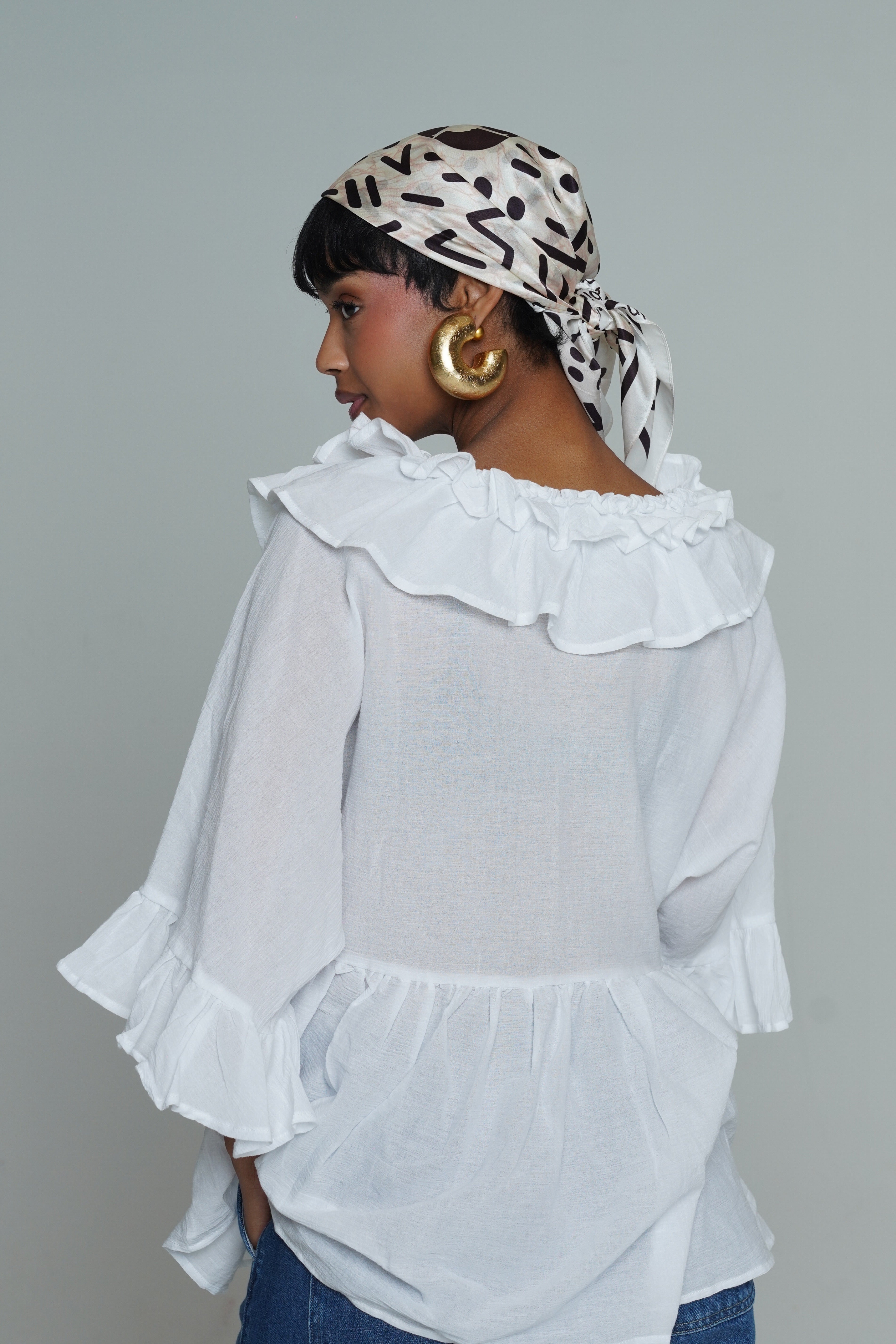 LUNA LINEN WHITE FLOOLY TOP Lili Creation