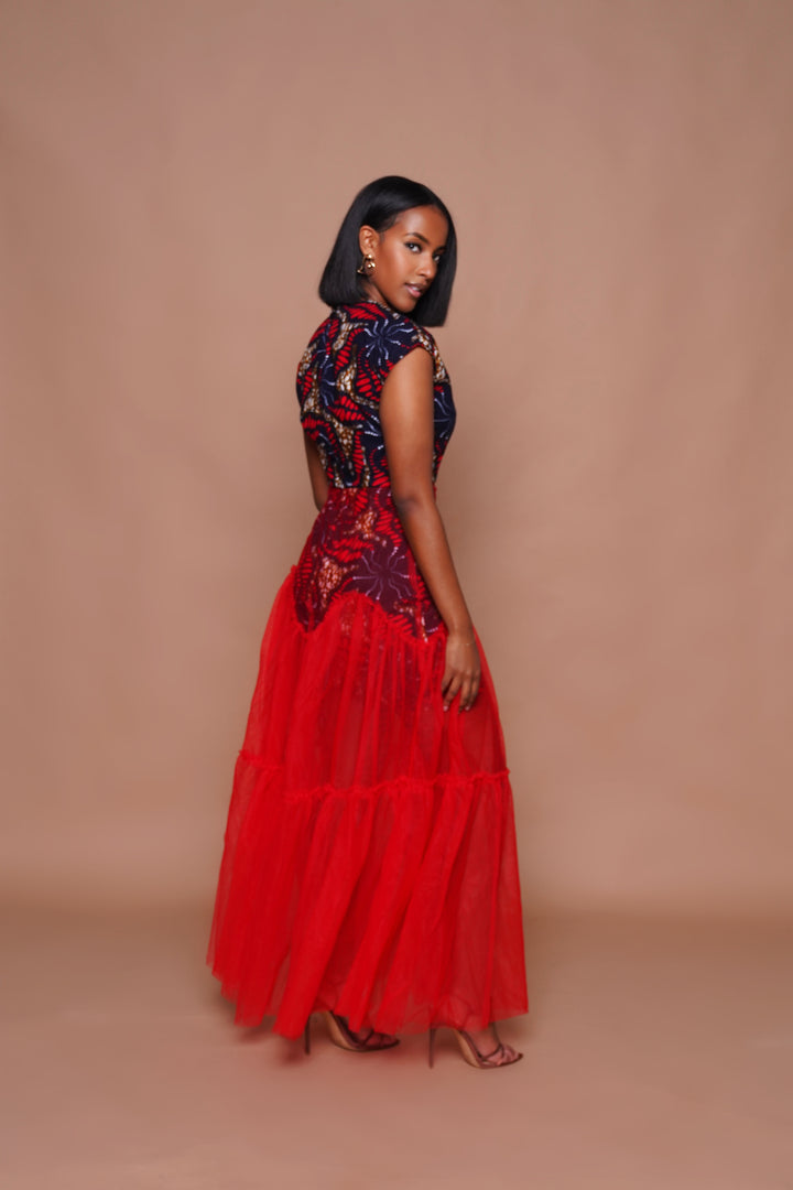 AMARA Maxi Tulle Dress – African Style | Lili Creation

