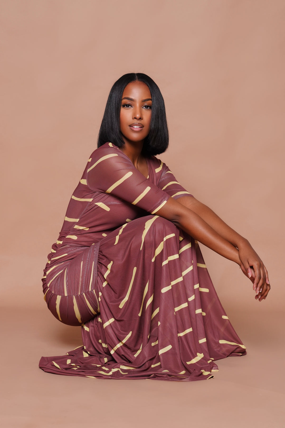 african mesh dress Front Mesh Panel African Print Sleeveless Maxi Dress