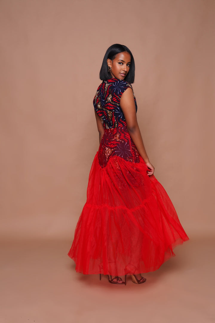 AMARA Maxi Tulle Dress – African Style | Lili Creation

