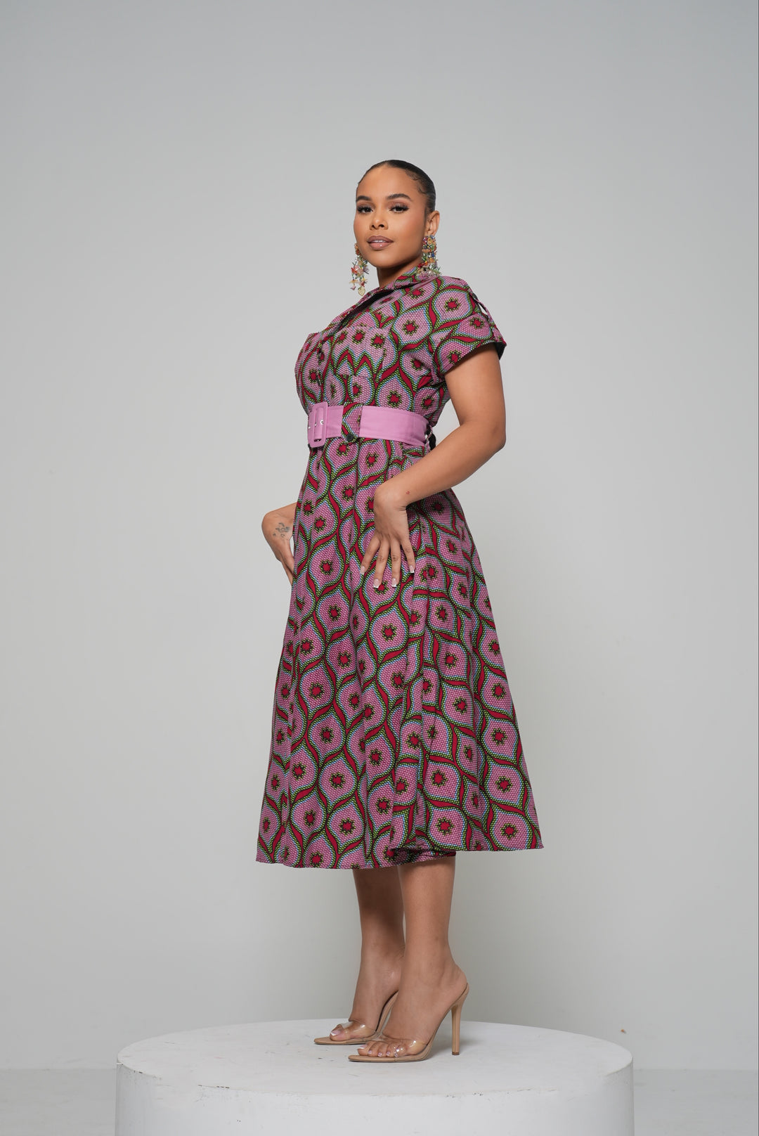 MUSEA BELTED ANKARA MIDI DRESS Lili Creation