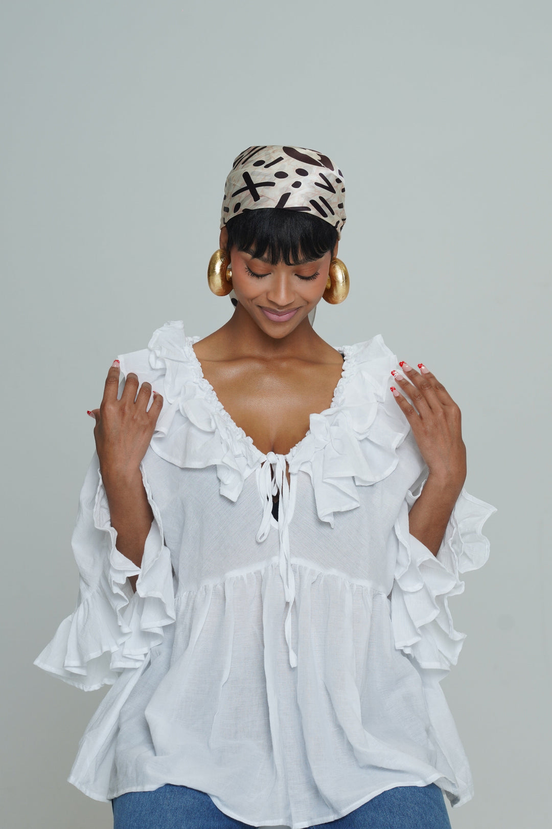 LUNA LINEN WHITE FLOOLY TOP Lili Creation