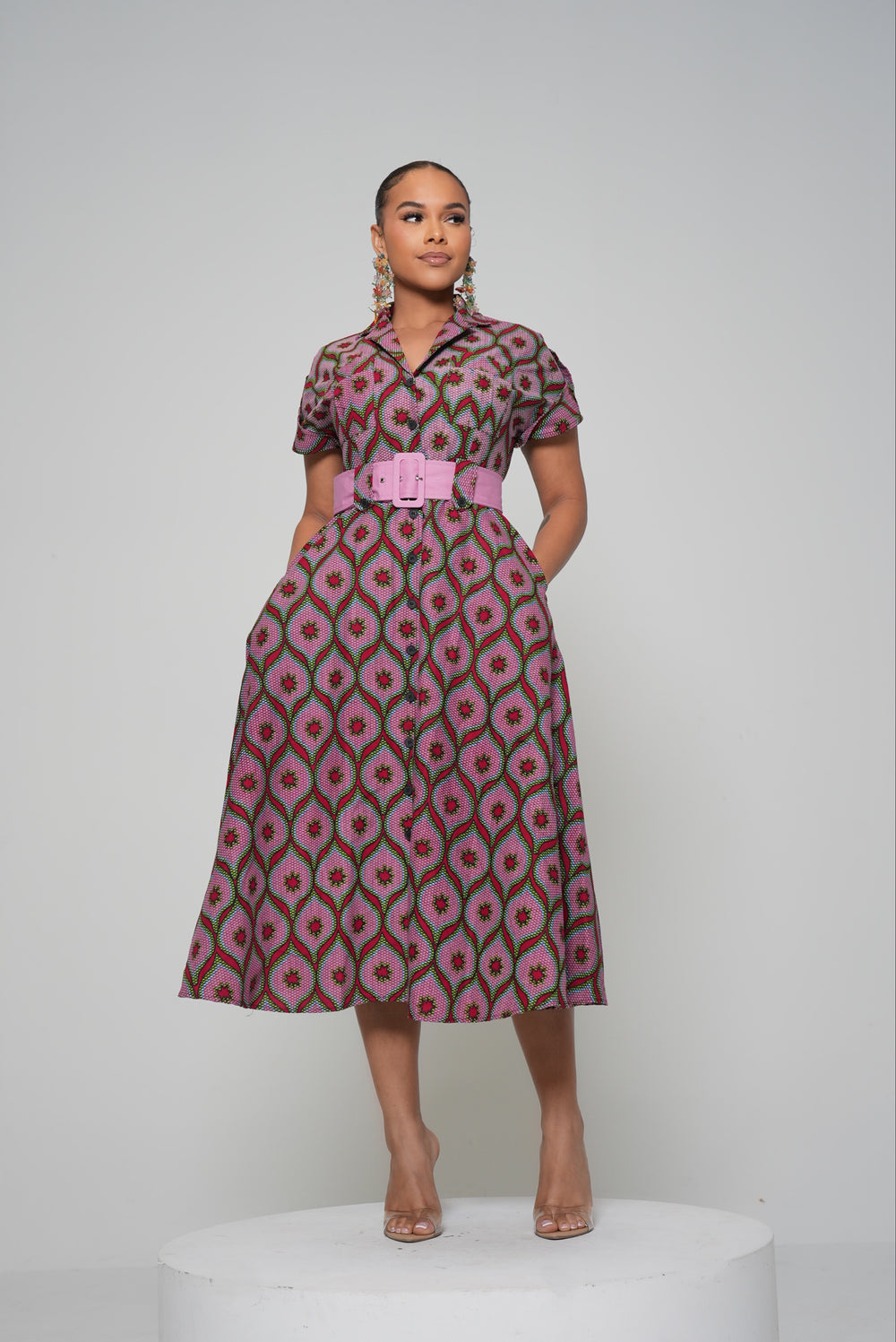 MUSEA BELTED ANKARA MIDI DRESS Lili Creation