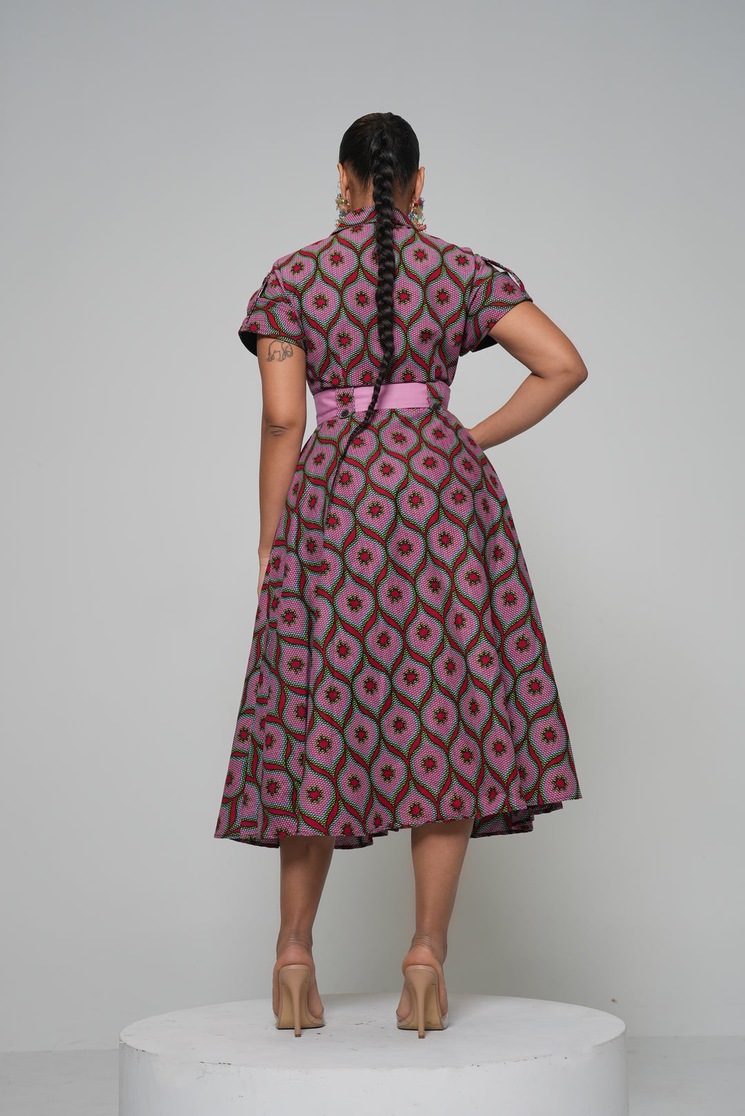 MUSEA BELTED ANKARA MIDI DRESS Lili Creation