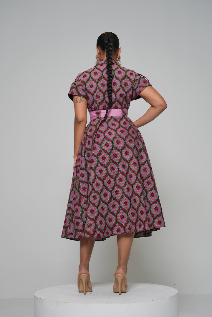 MUSEA BELTED ANKARA MIDI DRESS Lili Creation