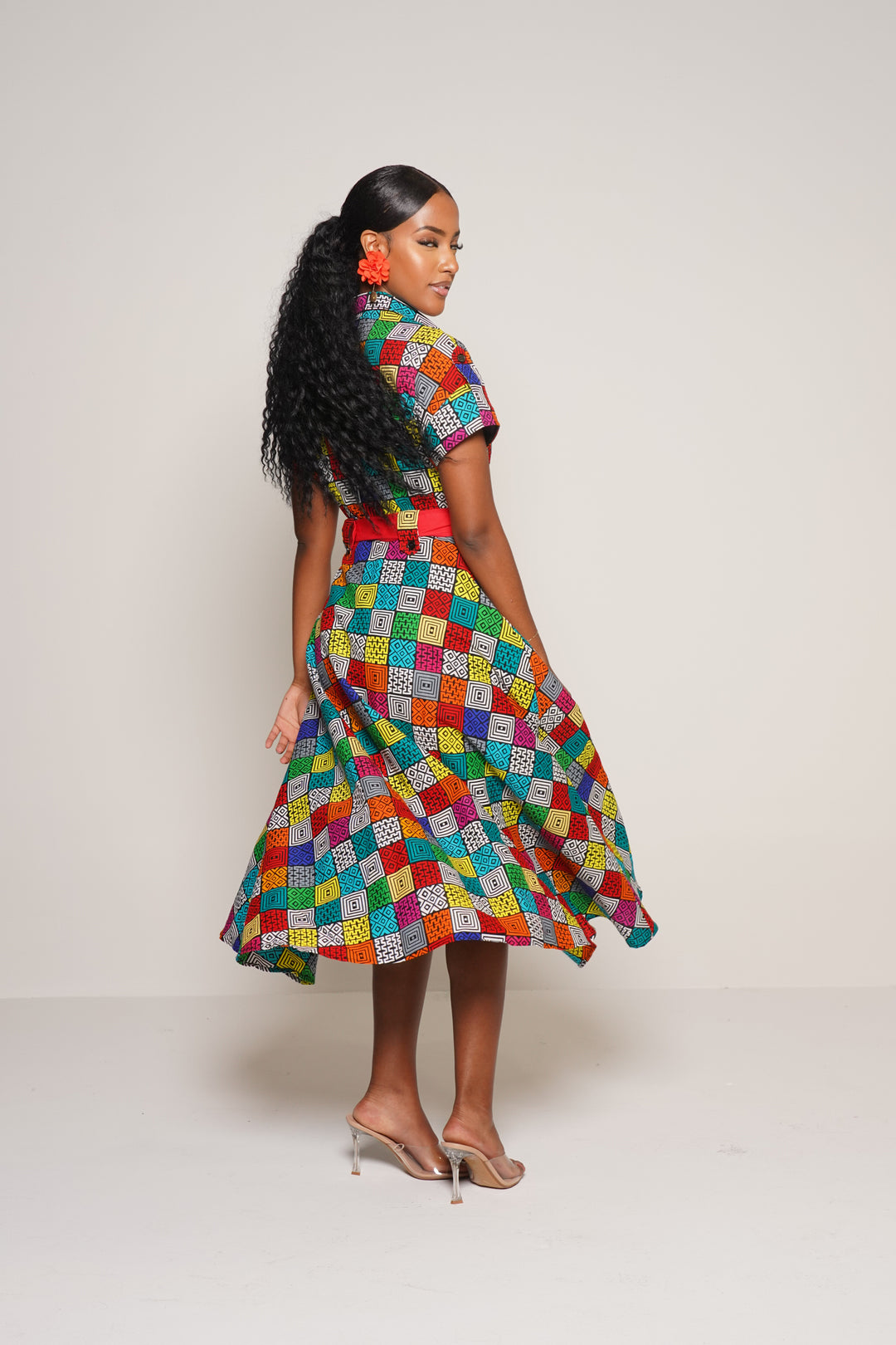 MAZIE BELTED ANKARA MIDI DRESS Lili Creation